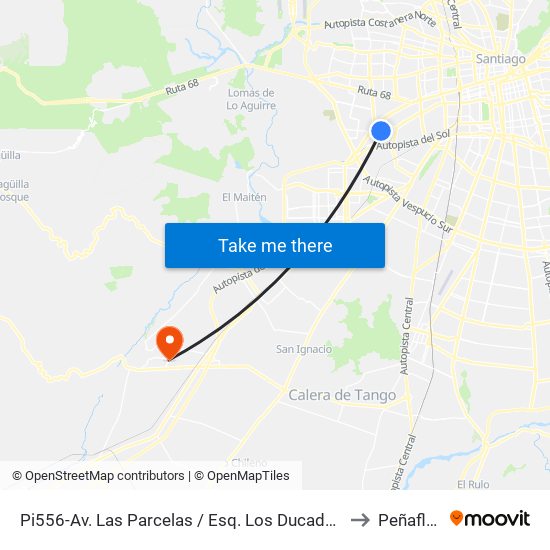 Pi556-Av. Las Parcelas / Esq. Los Ducados to Peñaflor map