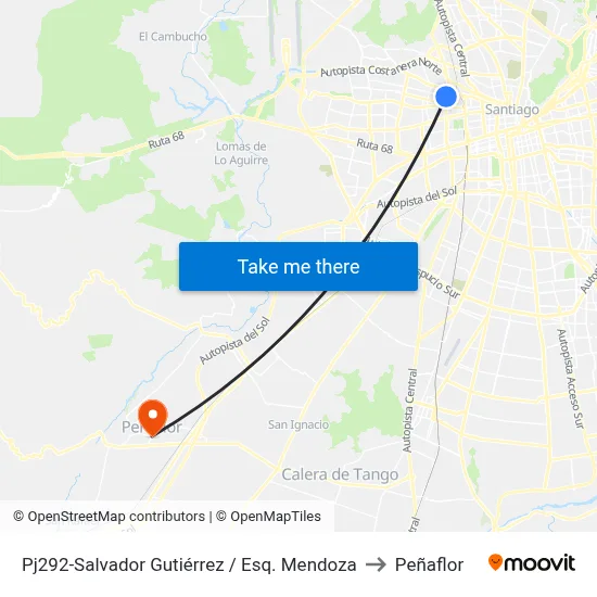 Pj292-Salvador Gutiérrez / Esq. Mendoza to Peñaflor map
