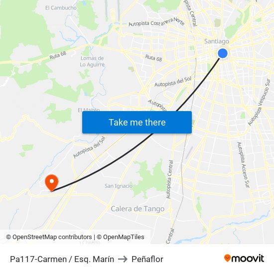 Pa117-Carmen / Esq. Marín to Peñaflor map