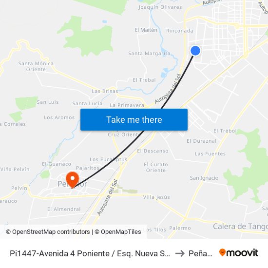 Pi1447-Avenida 4 Poniente / Esq. Nueva San Martín to Peñaflor map