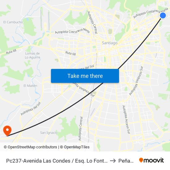 Pc237-Avenida Las Condes / Esq. Lo Fontecilla to Peñaflor map