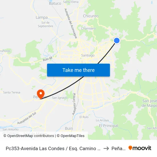 Pc353-Avenida Las Condes / Esq. Camino San Antonio to Peñaflor map