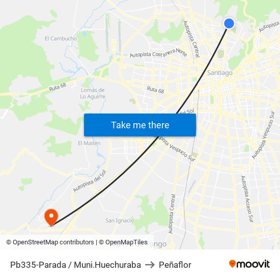 Pb335-Parada / Muni.Huechuraba to Peñaflor map