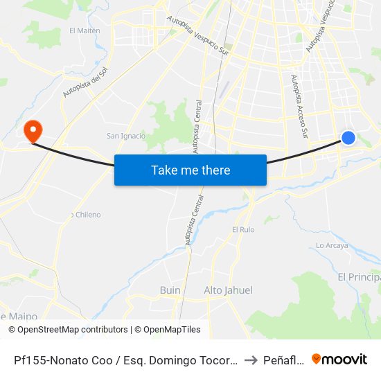 Pf155-Nonato Coo / Esq. Domingo Tocornal to Peñaflor map