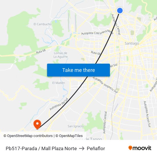 Pb517-Parada / Mall Plaza Norte to Peñaflor map
