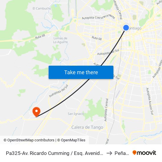 Pa325-Av. Ricardo Cumming / Esq. Avenida Mapocho to Peñaflor map
