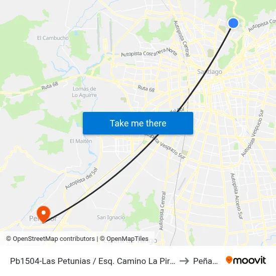 Pb1504-Las Petunias / Esq. Camino La Pirámide to Peñaflor map