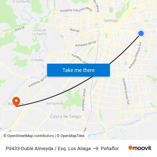 Pd433-Dublé Almeyda / Esq. Los Aliaga to Peñaflor map