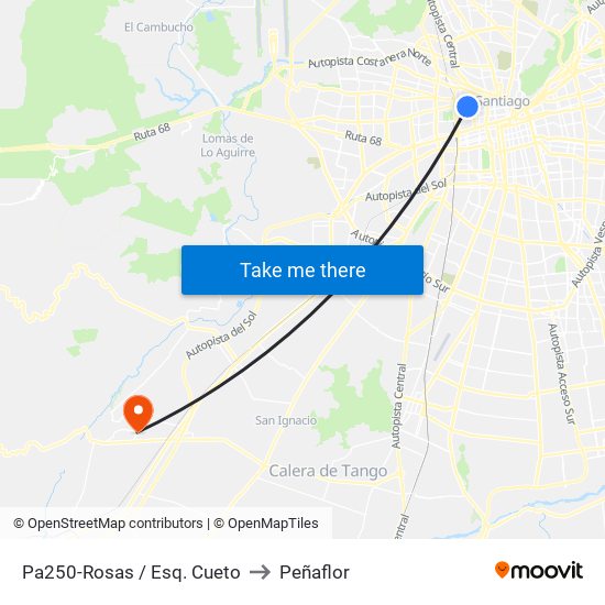 Pa250-Rosas / Esq. Cueto to Peñaflor map