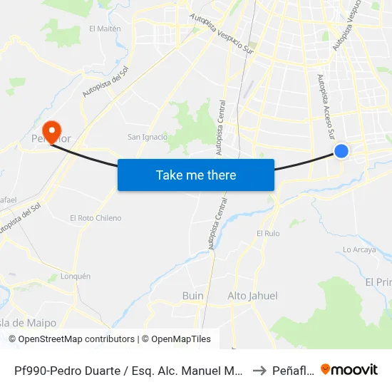 Pf990-Pedro Duarte / Esq. Alc. Manuel Muñoz to Peñaflor map
