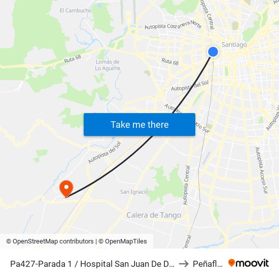 Pa427-Parada 1 / Hospital San Juan De Dios to Peñaflor map