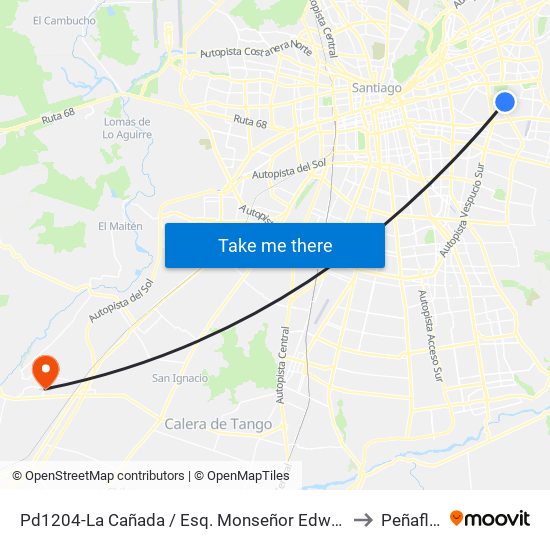 Pd1204-La Cañada / Esq. Monseñor Edwards to Peñaflor map