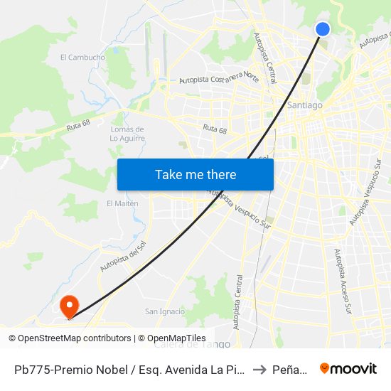 Pb775-Premio Nobel / Esq. Avenida La Pincoya to Peñaflor map