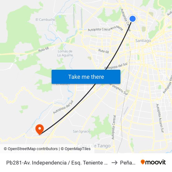 Pb281-Av. Independencia / Esq. Teniente Ponce to Peñaflor map