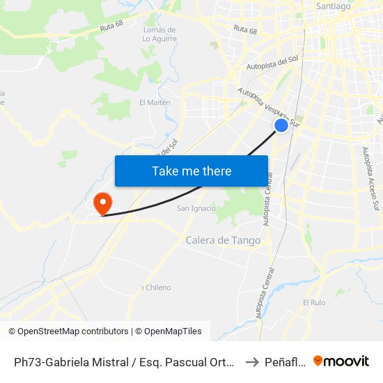 Ph73-Gabriela Mistral / Esq. Pascual Ortega to Peñaflor map