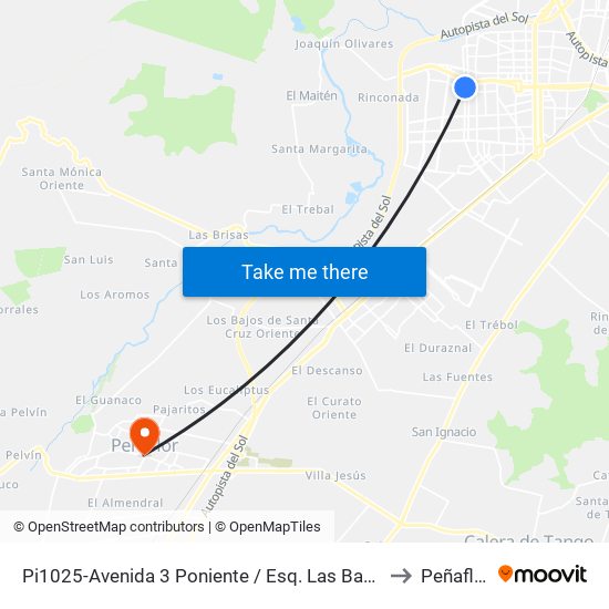Pi1025-Avenida 3 Poniente / Esq. Las Basas to Peñaflor map