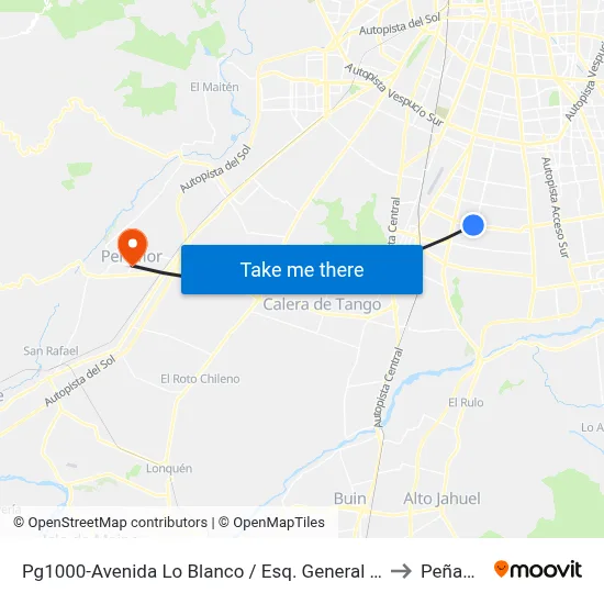 Pg1000-Avenida Lo Blanco / Esq. General Silva to Peñaflor map