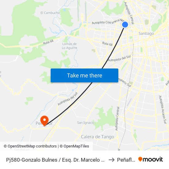 Pj580-Gonzalo Bulnes / Esq. Dr. Marcelo Fitte to Peñaflor map