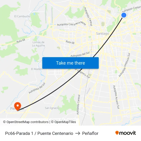 Pc66-Parada 1 / Puente Centenario to Peñaflor map