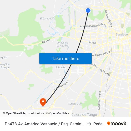 Pb478-Av. Américo Vespucio / Esq. Camino Lo Echevers to Peñaflor map