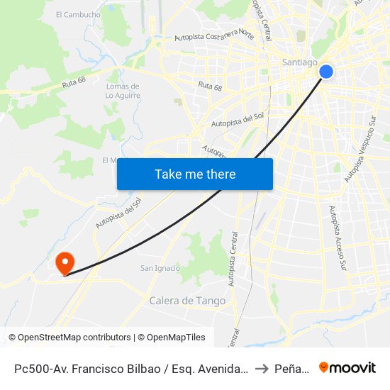 Pc500-Av. Francisco Bilbao / Esq. Avenida Salvador to Peñaflor map