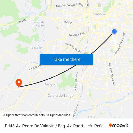 Pd43-Av. Pedro De Valdivia / Esq. Av. Rodrigo De Araya to Peñaflor map