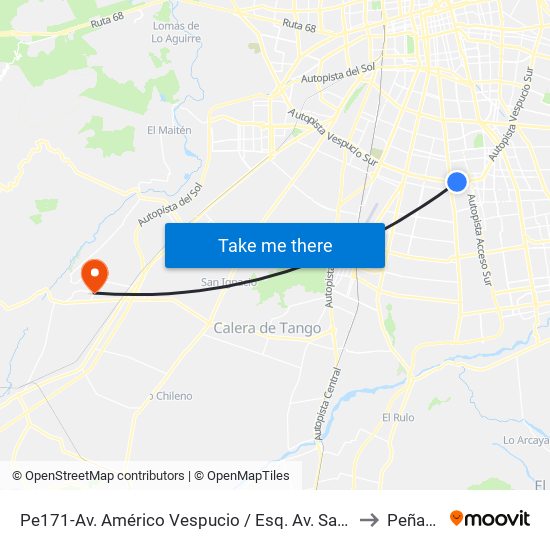 Pe171-Av. Américo Vespucio / Esq. Av. Santa Rosa to Peñaflor map