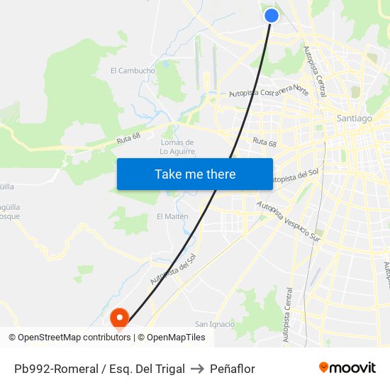 Pb992-Romeral / Esq. Del Trigal to Peñaflor map