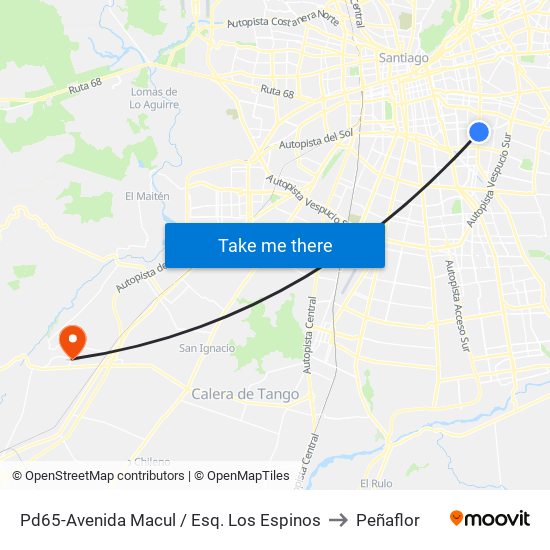 Pd65-Avenida Macul / Esq. Los Espinos to Peñaflor map