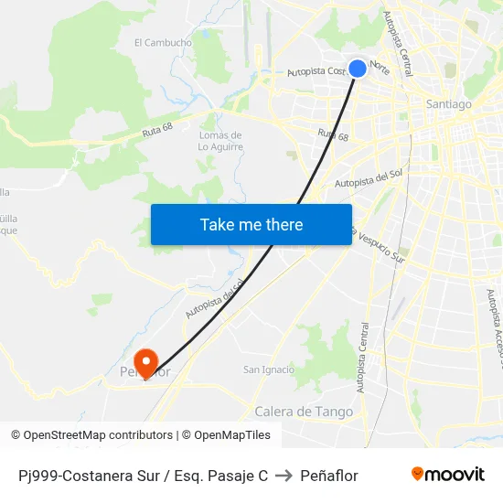 Pj999-Costanera Sur / Esq. Pasaje C to Peñaflor map