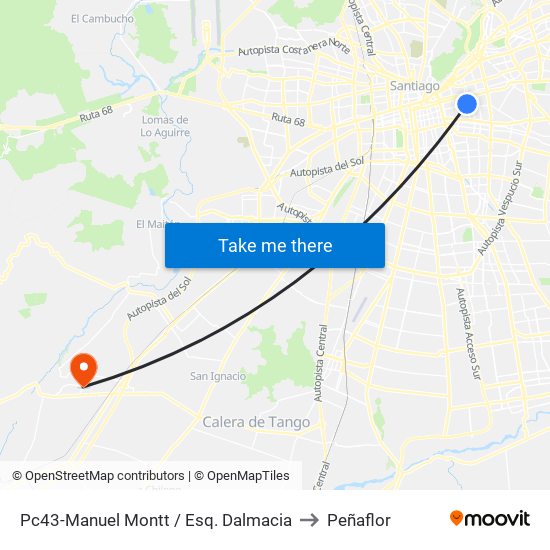 Pc43-Manuel Montt / Esq. Dalmacia to Peñaflor map