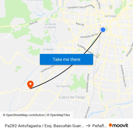 Pa282-Antofagasta / Esq. Bascuñán Guerrero to Peñaflor map