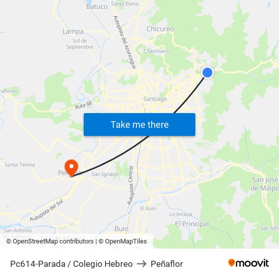 Pc614-Parada / Colegio Hebreo to Peñaflor map