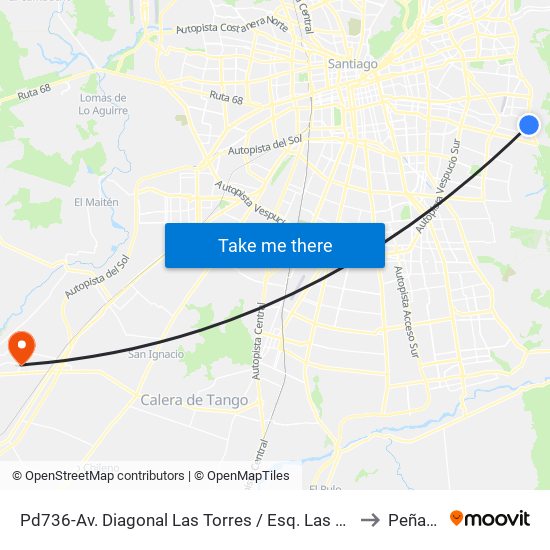 Pd736-Av. Diagonal Las Torres / Esq. Las Vertientes to Peñaflor map