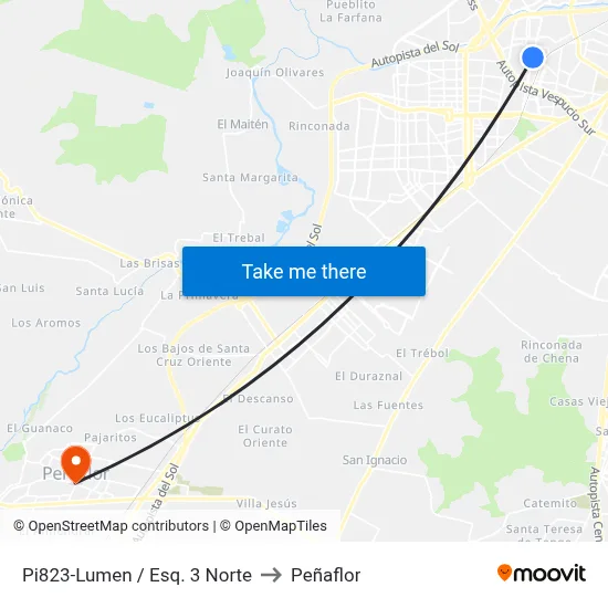 Pi823-Lumen / Esq. 3 Norte to Peñaflor map