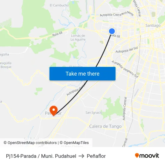 Pj154-Parada / Muni. Pudahuel to Peñaflor map