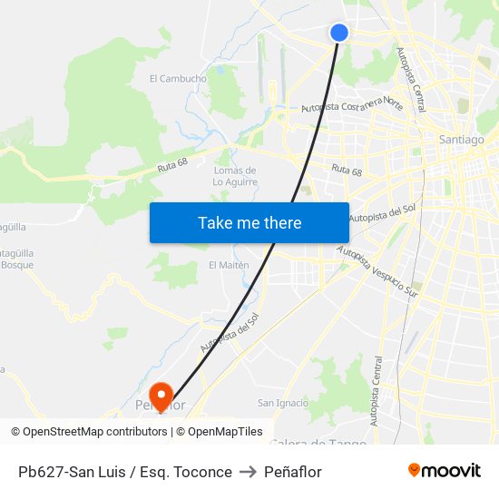 Pb627-San Luis / Esq. Toconce to Peñaflor map