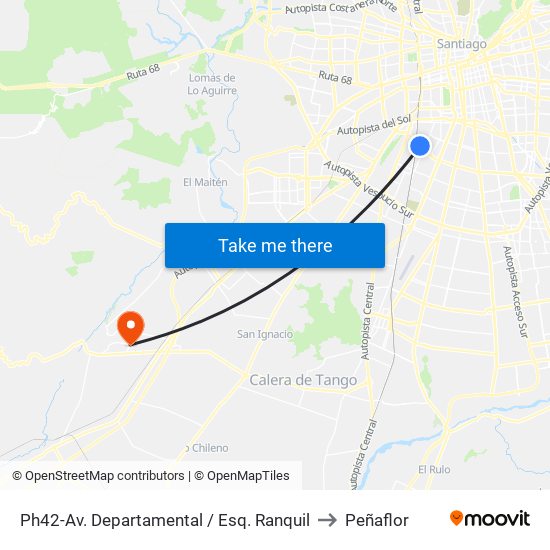 Ph42-Av. Departamental / Esq. Ranquil to Peñaflor map