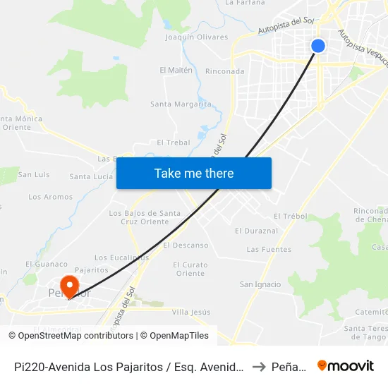 Pi220-Avenida Los Pajaritos / Esq. Avenida Chile to Peñaflor map