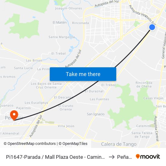 Pi1647-Parada / Mall Plaza Oeste - Camino Lonquén to Peñaflor map