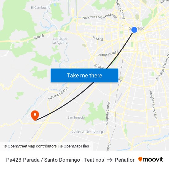 Pa423-Parada / Santo Domingo - Teatinos to Peñaflor map