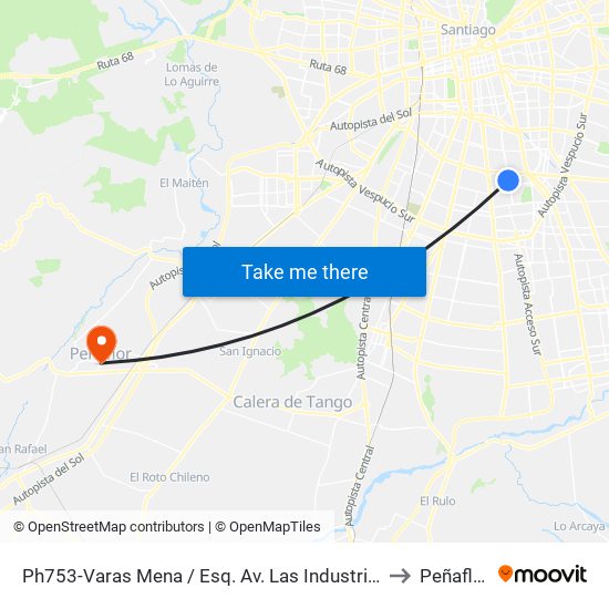Ph753-Varas Mena / Esq. Av. Las Industrias to Peñaflor map