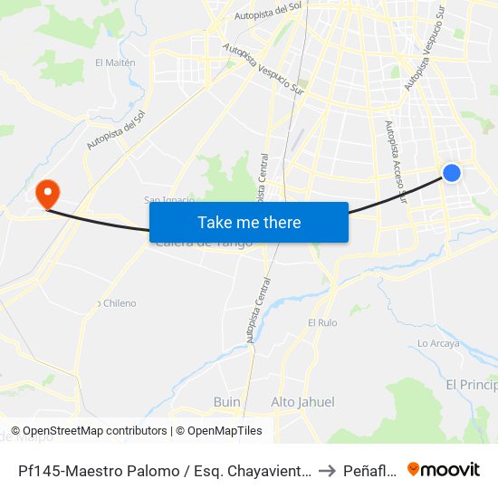 Pf145-Maestro Palomo / Esq. Chayavientos to Peñaflor map