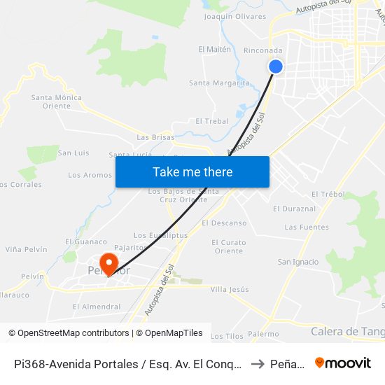 Pi368-Avenida Portales / Esq. Av. El Conquistador to Peñaflor map