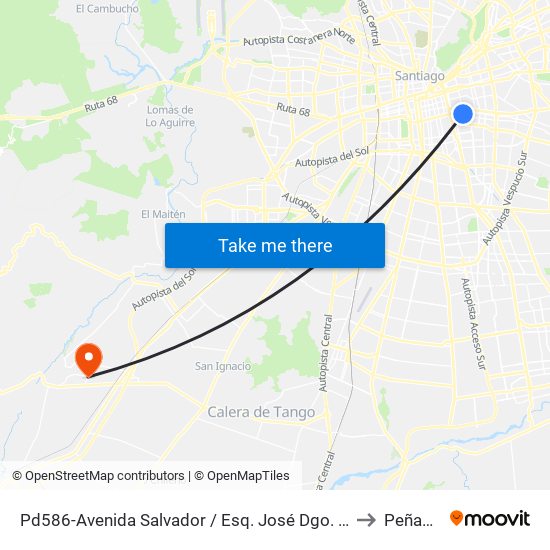 Pd586-Avenida Salvador / Esq. José Dgo. Cañas to Peñaflor map