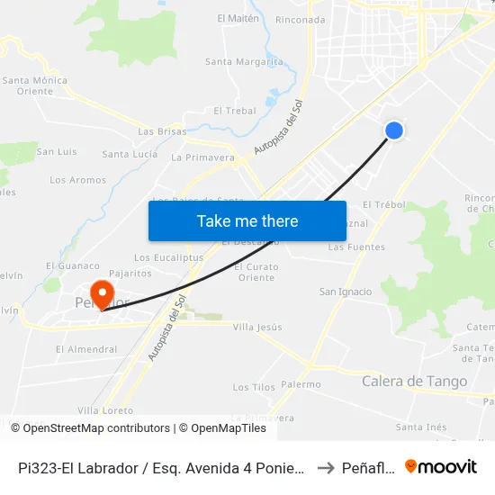 Pi323-El Labrador / Esq. Avenida 4 Poniente to Peñaflor map