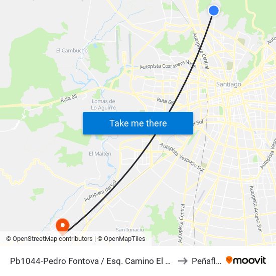 Pb1044-Pedro Fontova / Esq. Camino El Roble to Peñaflor map