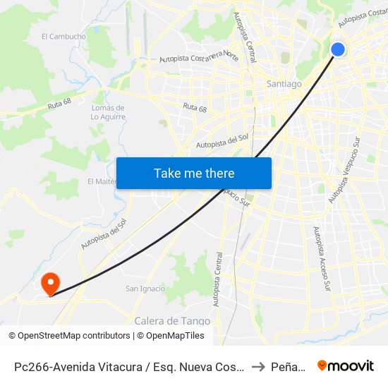 Pc266-Avenida Vitacura / Esq. Nueva Costanera to Peñaflor map