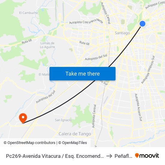 Pc269-Avenida Vitacura / Esq. Encomenderos to Peñaflor map