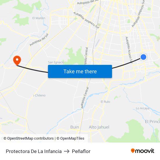 Protectora De La Infancia to Peñaflor map